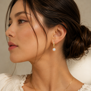 Huggie Gold 0.5" Hoop - 8mm Classic Pearl Charm