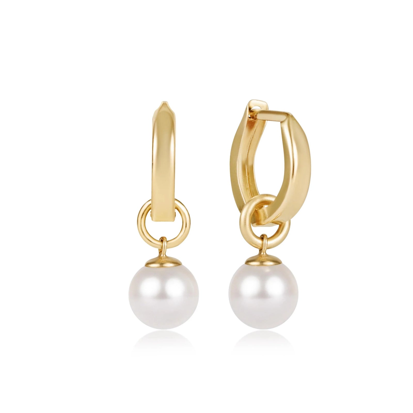 Huggie Gold 0.5" Hoop - 8mm Classic Pearl Charm